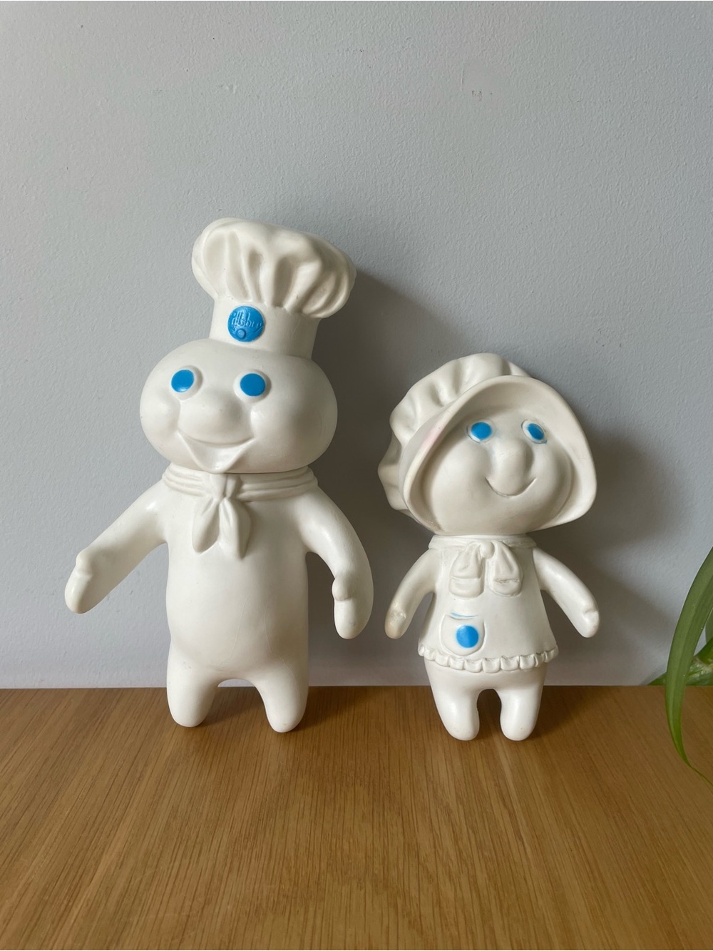 Vintage Pillsbury Doughboy 1971 and Doughgirl 1972 Rubber Figurine Pair